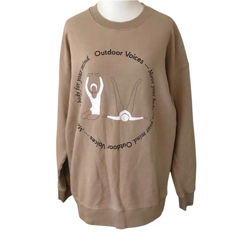 NEW NWT Outdoor Voices Move Your Body Pickup Sweatshirt in Tan Size L